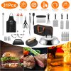 31Pcs Griddle Accessories Kit Flat Top Grill Accessories For Camp Chef with Spatulas Griddle Press Basting Cover Spice Shakers Vegetable Forks Steel S