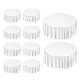 White Round Tablecloths 10 Pack, 132 Inches in Diameter, Stain- & Wrinkle- Resistant, Machine Washable Table Clothes