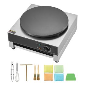 Electric Crepe Maker, 16-Inch Commercial Crepe Machine, 1700W Flat Plate Crepe Griddle, Nonstick Stainless Steel Pancake Making Machine