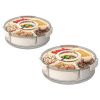 2Pcs Divided Serving Tray with Lid and Handle 360° Rotatable Snack Box Container with 6 Dividers Clear Portable Snack Platters for Fruit Candy Nut Sna