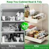 2Pcs Pull Out Cabinet Organizers Sliding Shelf Spice Rack Carbon Steel Roll Out Drawers Fixed with Adhesive Nano Film with Handle 55LBS Max Load