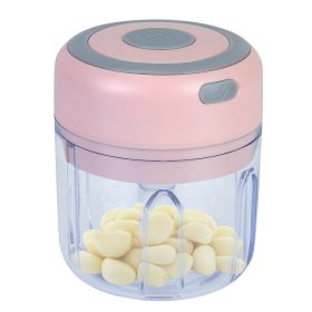 Mini Electric Garlic Chopper 8.45OZ Cordless Garlic Mincer Food Chopper Rechargeable Food Blender Chili Nut Onion Pepper Meat Ginger Baby Food (Color: Pink)