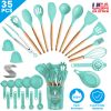 35Pcs Kitchen Cooking Utensils Set Spatula Set Baking Utensil Set Kitchen Accessories Necessities with Holder Egg Whisk Separator Tong Turner Spoons C