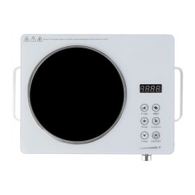 3500W Electric Single Ceramic Stove Electric Cooktop Hot Plate Infrared Countertop Burner with 12 Power & Temperature Levels 0-3H Timer Portable Handl (Color: White)