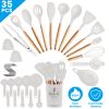 35Pcs Kitchen Cooking Utensils Set Spatula Set Baking Utensil Set Kitchen Accessories Necessities with Holder Egg Whisk Separator Tong Turner Spoons C