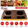 7000W Electric Double Ceramic Stove Electric Cooktop Hot Plate Infrared Countertop Burner 3500W+3500W with 11 Power Levels 0-4H Timer Portable Handle