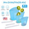 3Pcs Silicone Food Storage Bags Reusable Leakproof Food Container Set with 3 Seals Microwave Dishwasher Safe Environment Friendly 8.5Oz/17Oz/25.4Oz