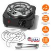 Electric Charcoal Burner 500W Hookah Charcoal Burner Compact Coal Burner for Hooka Cubes Shisha with Grill and Tongs 5 Temperature Gears 338℉-1022℉ Th
