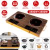 7000W Electric Double Ceramic Stove Electric Cooktop Hot Plate Infrared Countertop Burner 3500W+3500W with 11 Power Levels 0-4H Timer Portable Handle