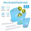 3Pcs Silicone Food Storage Bags Reusable Leakproof Food Container Set with 3 Seals Microwave Dishwasher Safe Environment Friendly 8.5Oz/17Oz/25.4Oz