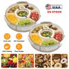 2Pcs Divided Serving Tray with Lid and Handle 360° Rotatable Snack Box Container with 6 Dividers Clear Portable Snack Platters for Fruit Candy Nut Sna