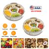 2Pcs Divided Serving Tray with Lid and Handle 360° Rotatable Snack Box Container with 6 Dividers Clear Portable Snack Platters for Fruit Candy Nut Sna