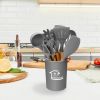 11Pcs Silicone Cooking Utensil Set Heat Resist Wooden Handle Silicone Spatula Turner Ladle Spaghetti Server Tongs Spoon Egg Whish Kitchenware Set w/ H