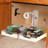 2Pcs Pull Out Cabinet Organizers Sliding Shelf Spice Rack Carbon Steel Roll Out Drawers Fixed with Adhesive Nano Film with Handle 55LBS Max Load