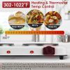 1800W Electric Infrared Dual Burner Portable Heating Hot Plate Stove Countertop RV Hotplate with 7.5” & 6.3” Glass Cooktop Stepless Temperature Adjust
