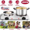 1800W Electric Infrared Dual Burner Portable Heating Hot Plate Stove Countertop RV Hotplate with 7.5” & 6.3” Glass Cooktop Stepless Temperature Adjust
