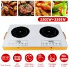 7000W Electric Double Ceramic Stove Electric Cooktop Hot Plate Infrared Countertop Burner 3500W+3500W with 11 Power Levels 0-4H Timer Portable Handle