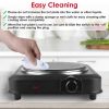 1000W Electric Infrared Single Burner Portable Heating Hot Plate Stove Countertop RV Hotplate with 7.5” Glass Cooktop Stepless Temperature Adjustments