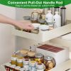 2Pcs Pull Out Cabinet Organizers Sliding Shelf Spice Rack Carbon Steel Roll Out Drawers Fixed with Adhesive Nano Film with Handle 55LBS Max Load