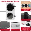 1800W Electric Infrared Dual Burner Portable Heating Hot Plate Stove Countertop RV Hotplate with 7.5” & 6.3” Glass Cooktop Stepless Temperature Adjust