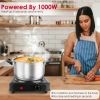 1000W Electric Infrared Single Burner Portable Heating Hot Plate Stove Countertop RV Hotplate with 7.5” Glass Cooktop Stepless Temperature Adjustments