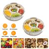 2Pcs Divided Serving Tray with Lid and Handle 360° Rotatable Snack Box Container with 6 Dividers Clear Portable Snack Platters for Fruit Candy Nut Sna