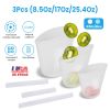 3Pcs Silicone Food Storage Bags Reusable Leakproof Food Container Set with 3 Seals Microwave Dishwasher Safe Environment Friendly 8.5Oz/17Oz/25.4Oz