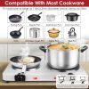1800W Electric Infrared Dual Burner Portable Heating Hot Plate Stove Countertop RV Hotplate with 7.5” & 6.3” Glass Cooktop Stepless Temperature Adjust
