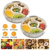 2Pcs Divided Serving Tray with Lid and Handle 360° Rotatable Snack Box Container with 6 Dividers Clear Portable Snack Platters for Fruit Candy Nut Sna