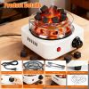 Electric Charcoal Burner 500W Hookah Charcoal Burner Compact Coal Burner for Hooka Cubes Shisha with Grill and Tongs 5 Temperature Gears 338℉-1022℉ Th