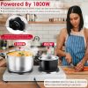 1800W Electric Infrared Dual Burner Portable Heating Hot Plate Stove Countertop RV Hotplate with 7.5” & 6.3” Glass Cooktop Stepless Temperature Adjust